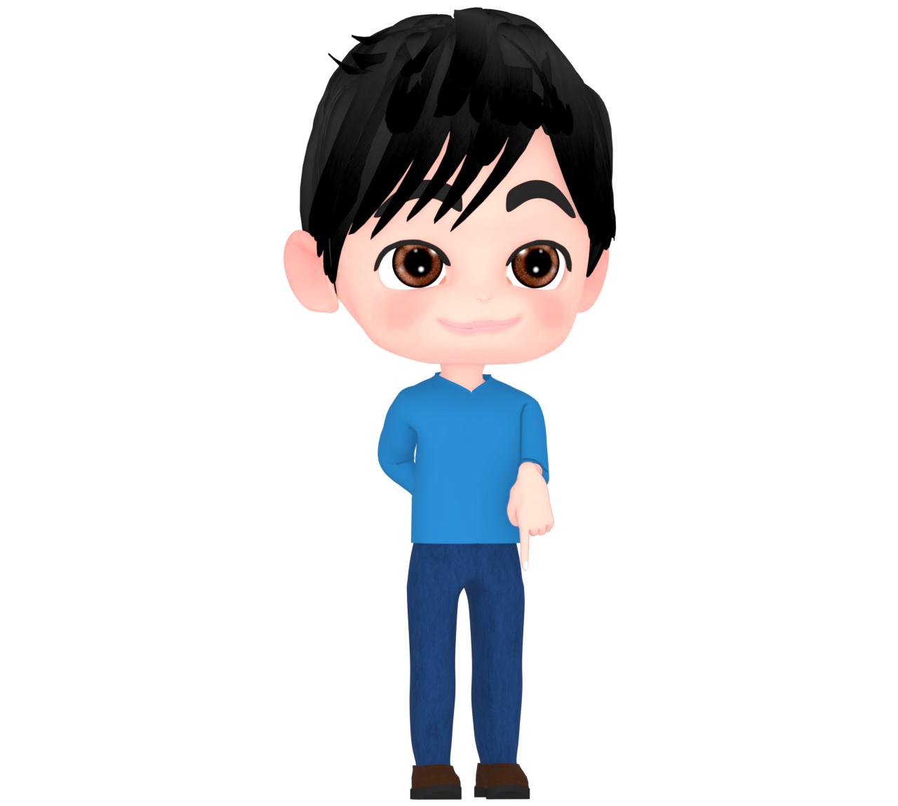 「ここ」を指差す男性のイラスト
