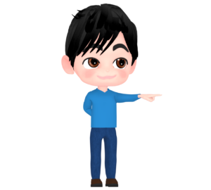 「あそこ」を指差す男性のイラスト