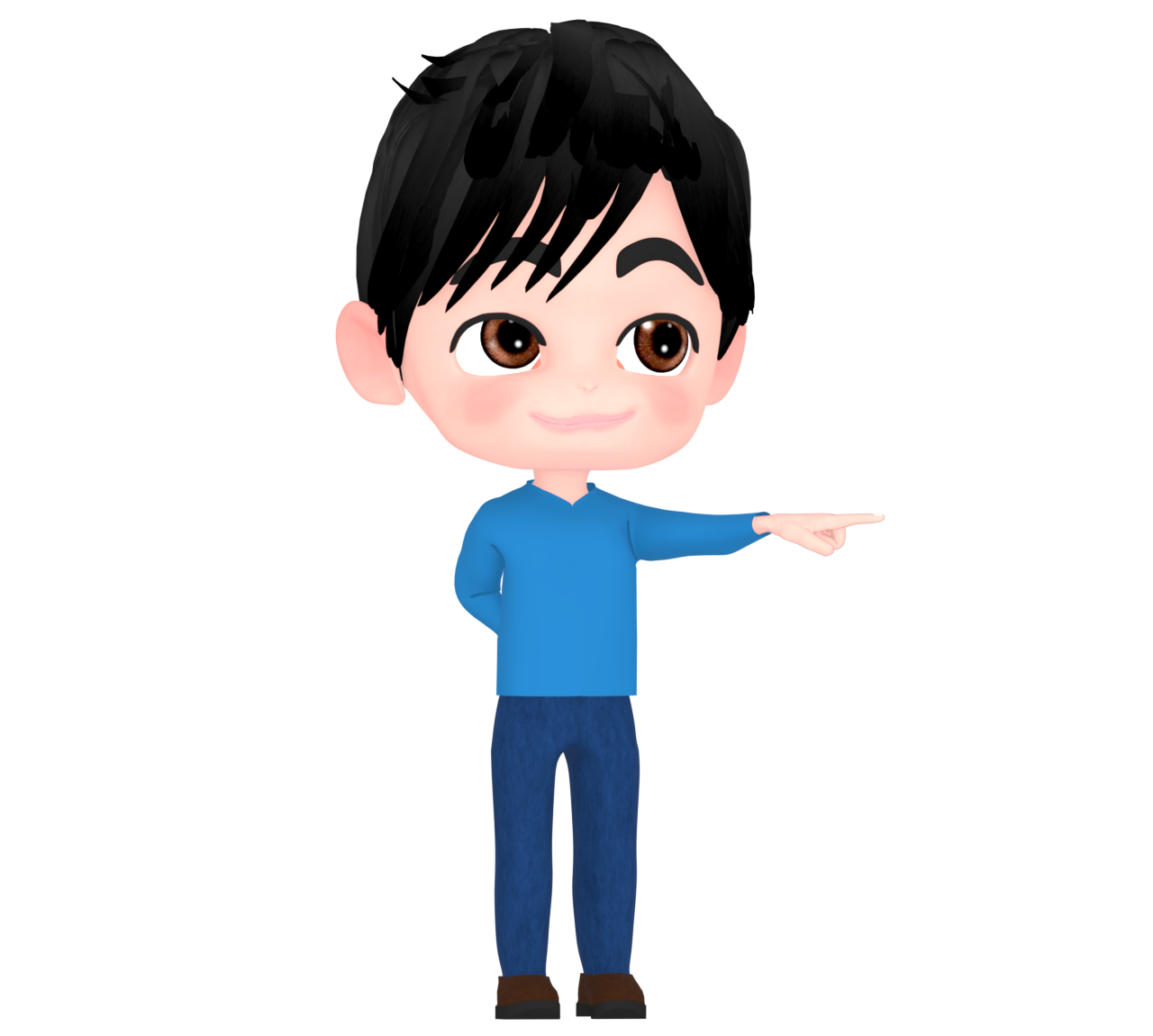 「あそこ」を指差す男性のイラスト