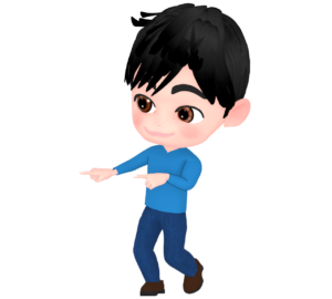 右側を指差す男性のイラスト