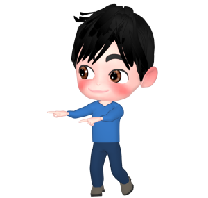右側を指差す男性のイラスト