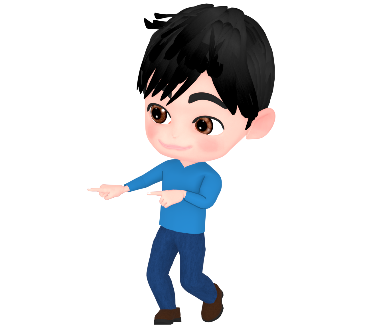 右側を指差す男性のイラスト