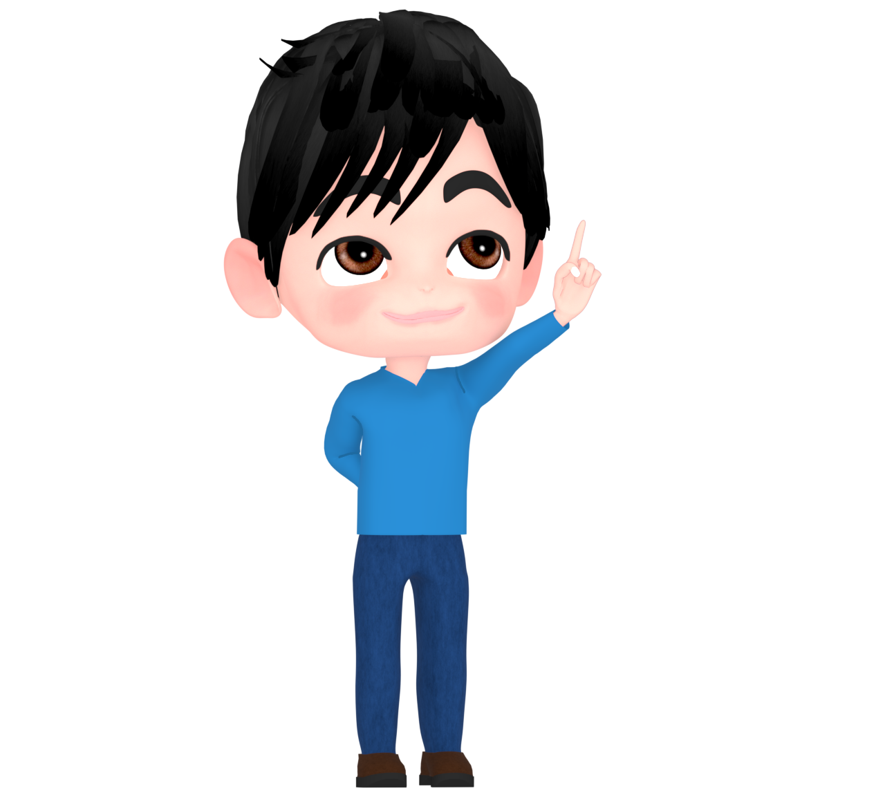 上を指差す男性のイラスト