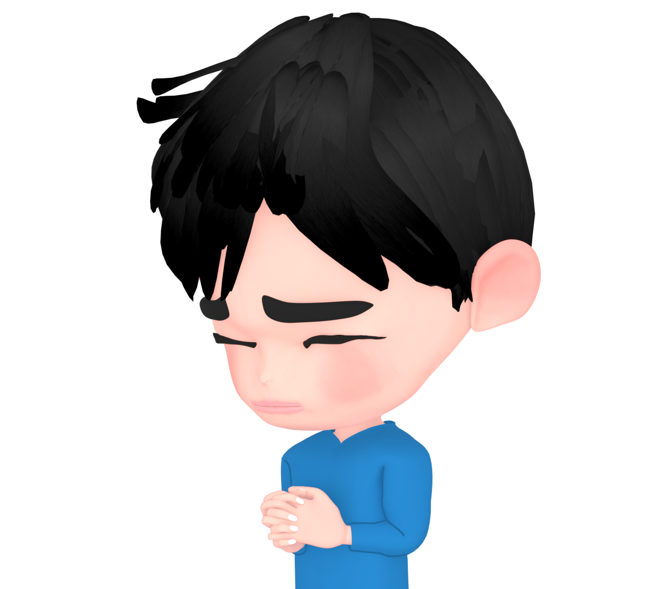 目を閉じて祈る男性のイラスト