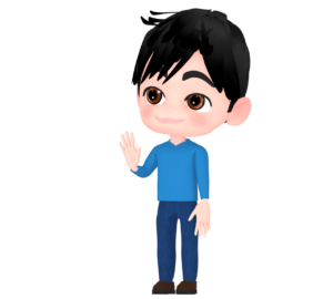 手を挙げる男性のイラスト