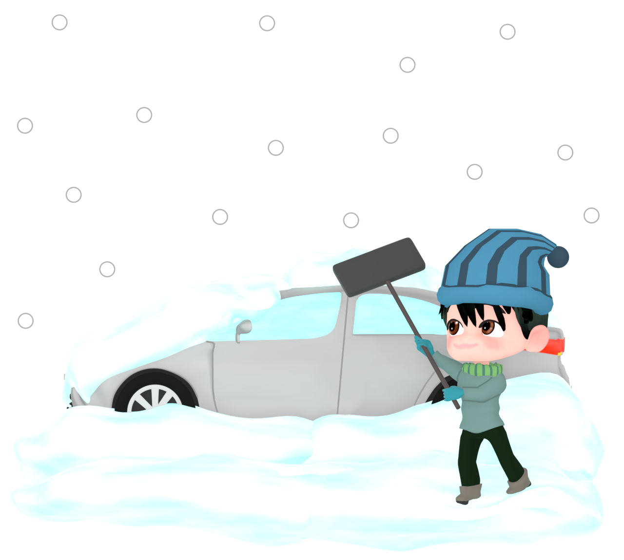 man removing snow from car img