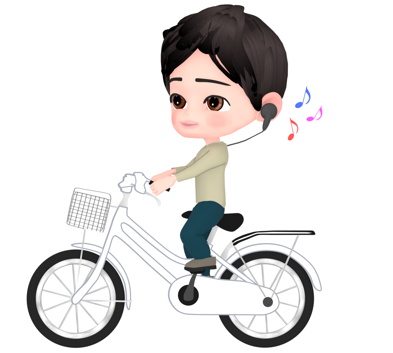 man riding a bicycle with earphones img