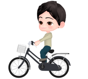 ママチャリの自転車に乗る男性のイラスト