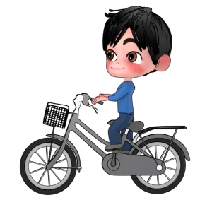 ママチャリの自転車に乗る男性のイラスト