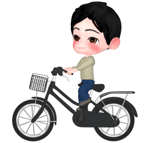 ママチャリの自転車に乗る男性のイラスト