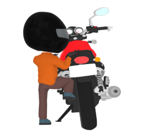 オートバイに乗る男性のイラスト