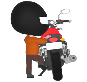 オートバイに乗る男性のイラスト