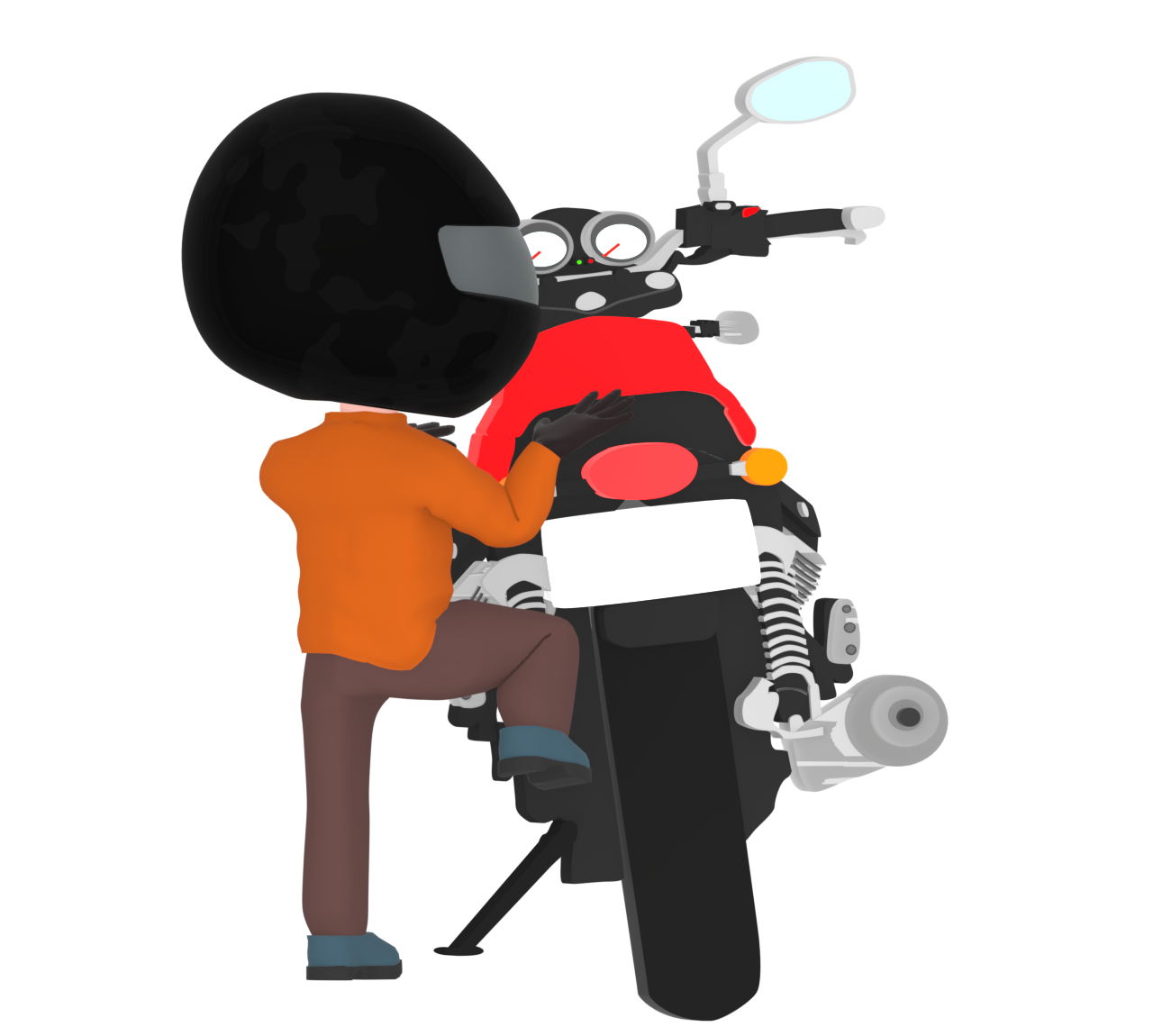 オートバイに乗る男性のイラスト