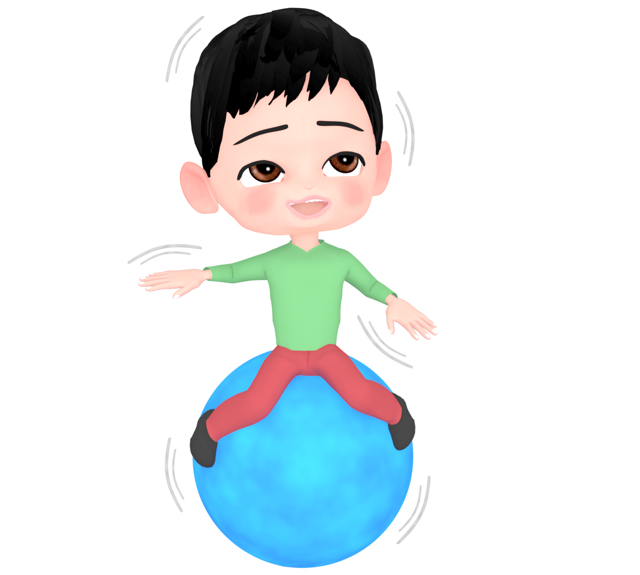 バランスボールでバランスをとる男性のイラスト