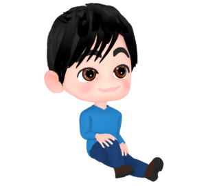 足を立てて座る男性のイラスト
