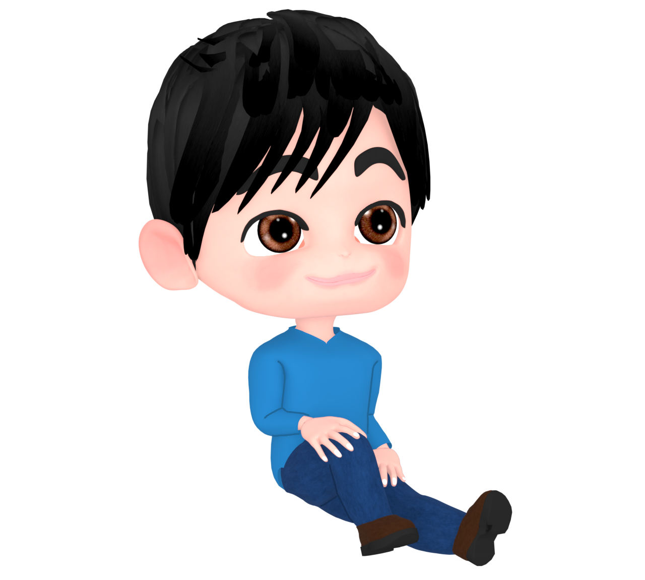 足を立てて座る男性のイラスト