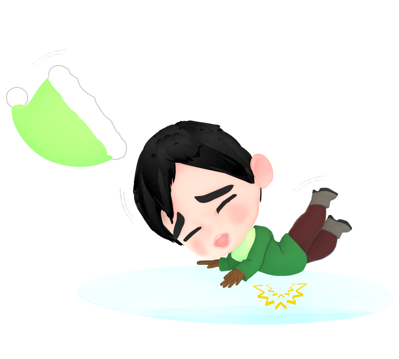 滑って転ぶ子供のイラスト