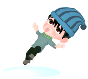 雪で滑って転ぶ男性のイラスト