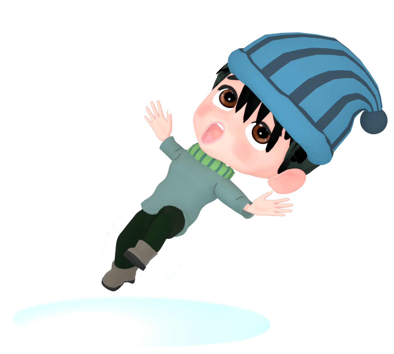 雪で滑って転ぶ男性のイラスト