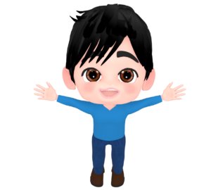 空を見ている両手を広げた男性のイラスト