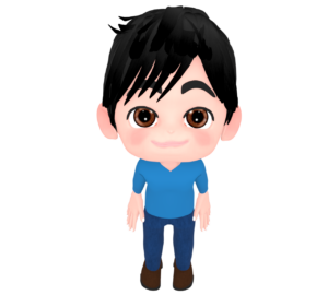 じっと見上げる男性のイラスト