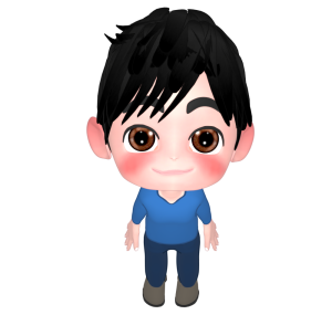 じっと見上げる男性のイラスト