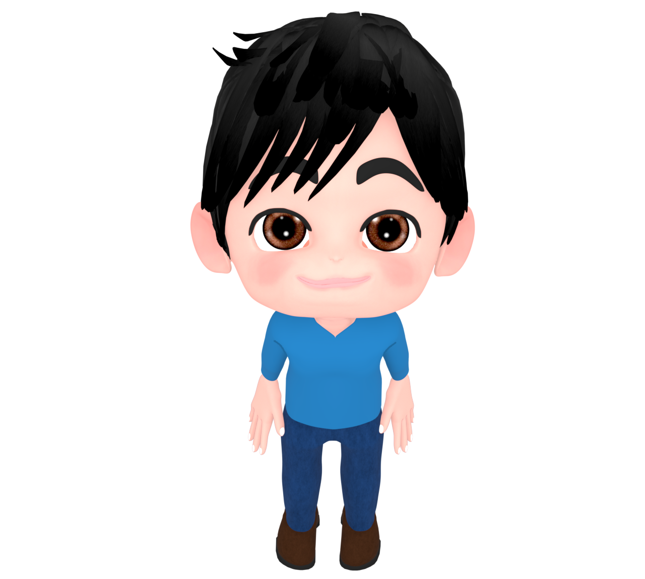 じっと見上げる男性のイラスト