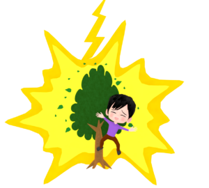 雷に打たれる男性のイラスト