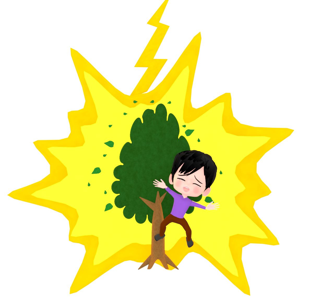 雷に打たれる男性のイラスト
