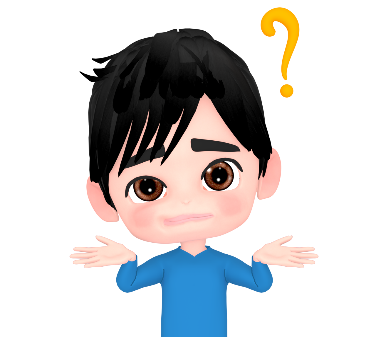 首をかしげる男性のイラスト