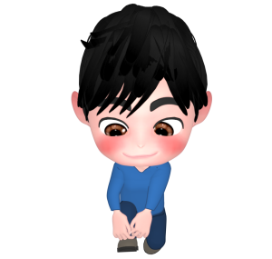 靴の紐をしゃがんで結ぶ男性のイラスト