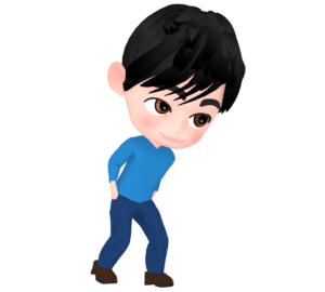 前屈みで歩く男性のイラスト