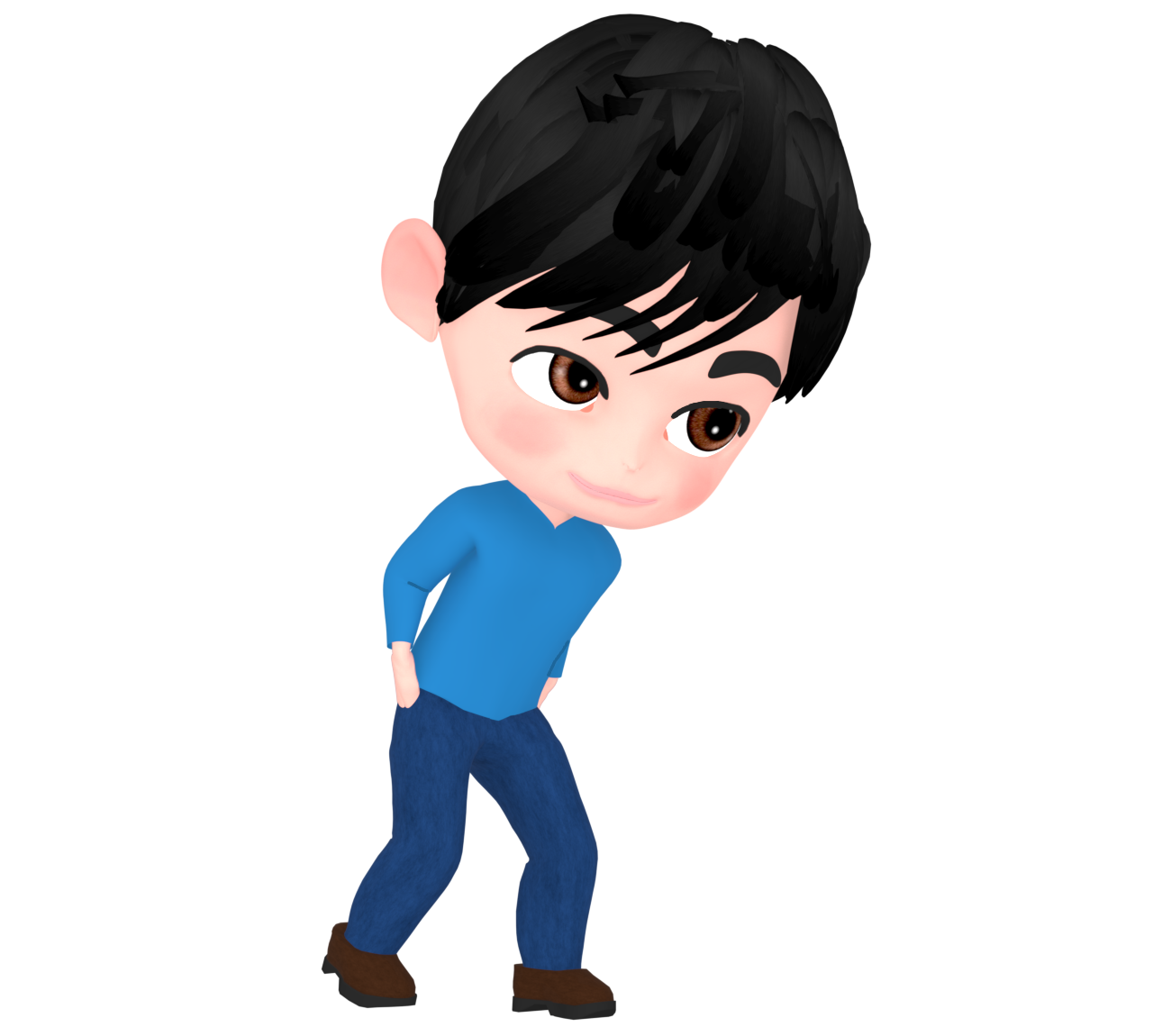 前屈みで歩く男性のイラスト