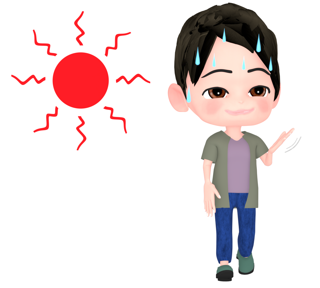 猛暑日に歩く男性のイラスト 13 猛暑日に歩く男性のイラスト