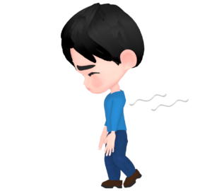 うつむいて歩く男性のイラスト
