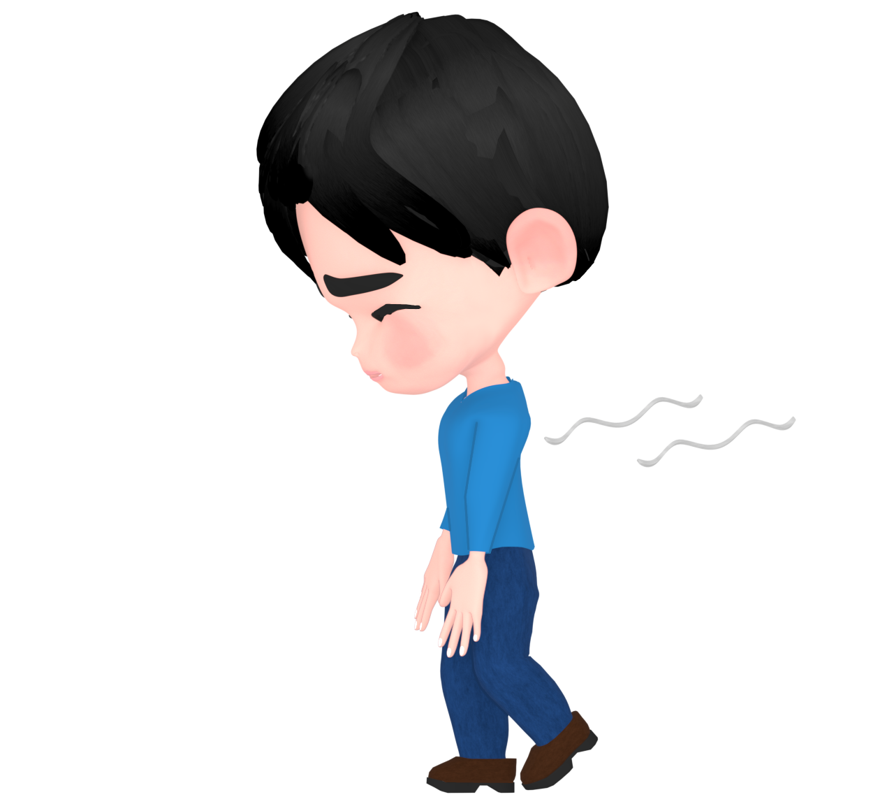 うつむいて歩く男性のイラスト