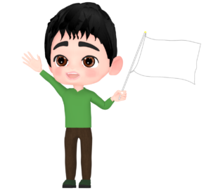 無地の旗を振る男性のイラスト