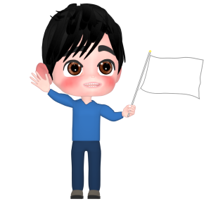 旗を振る男性のイラスト（無地）