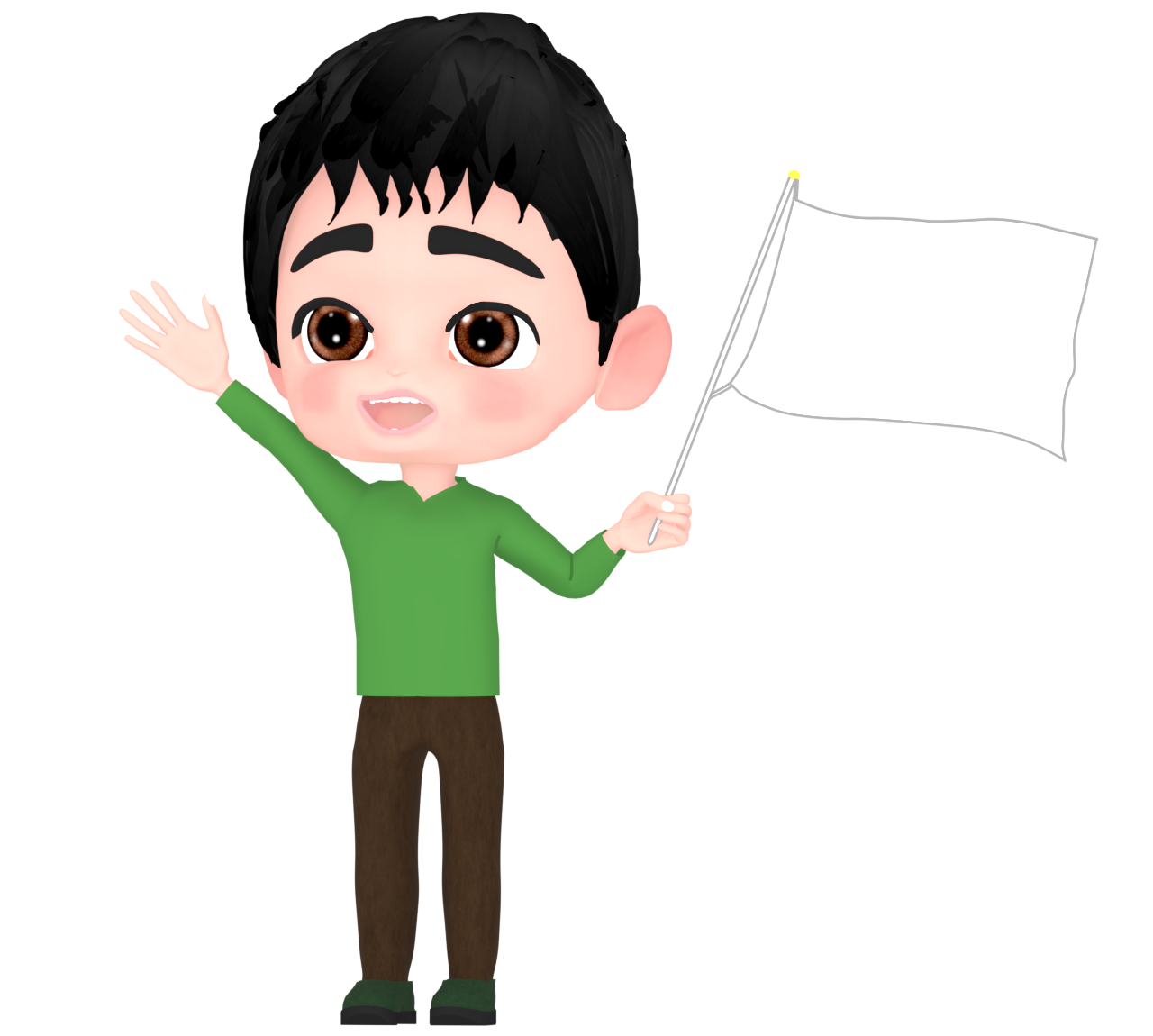 無地の旗を振る男性のイラスト