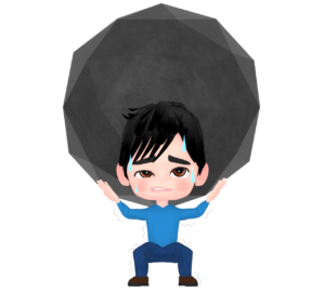 重圧に耐える男性のイラスト