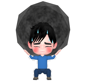 重圧に耐える男性のイラスト