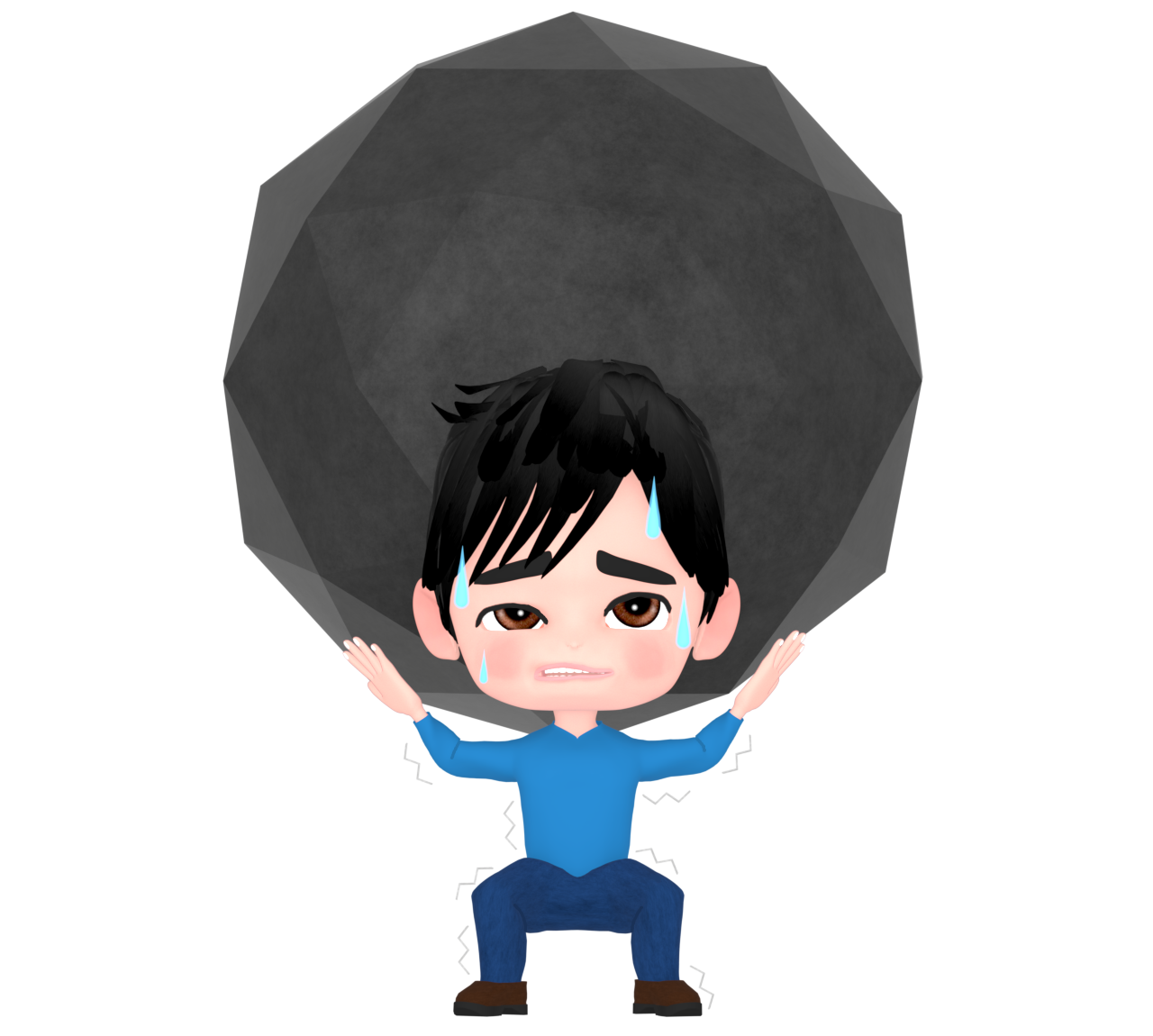 重圧に耐える男性のイラスト
