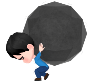 重荷に押しつぶされそうな男性のイラスト