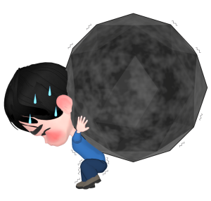 重荷に押しつぶされそうな男性のイラスト