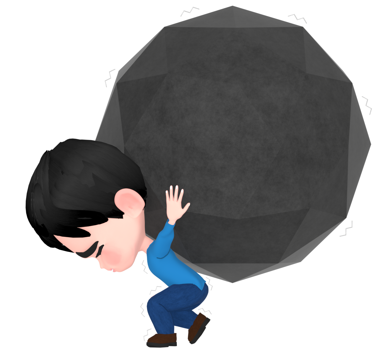 重荷に押しつぶされそうな男性のイラスト