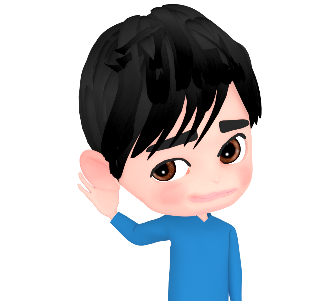 聞き耳を立てる男性のイラスト