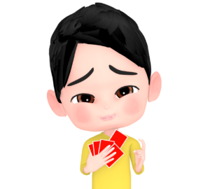 ババ抜きで仕掛ける男性のイラスト