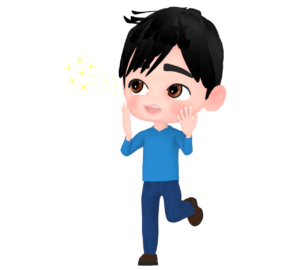 目を輝かせる男性のイラスト