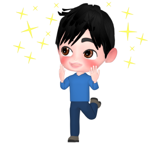 目を輝かせる男性のイラスト