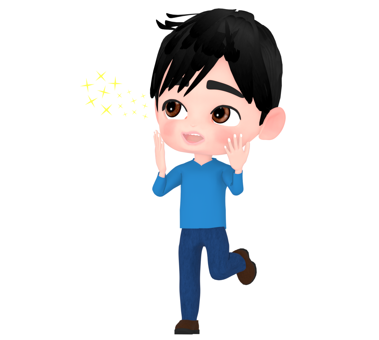 目を輝かせる男性のイラスト